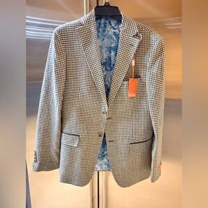 Men's Houndstooth Blazer - blue and light yellow NWT